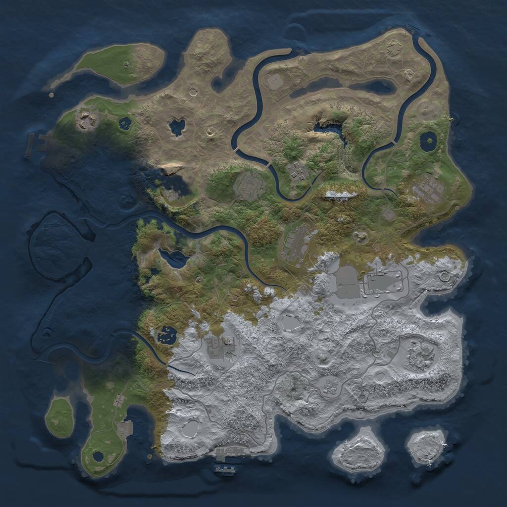 Rust Map: Procedural Map, Size: 4000, Seed: 506485295, 16 Monuments