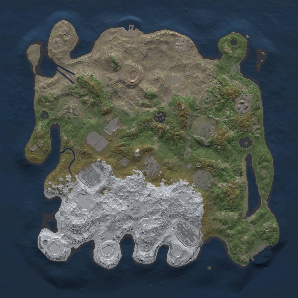 Rust Map: Procedural Map, Size: 3750, Seed: 1256447327, 20 Monuments