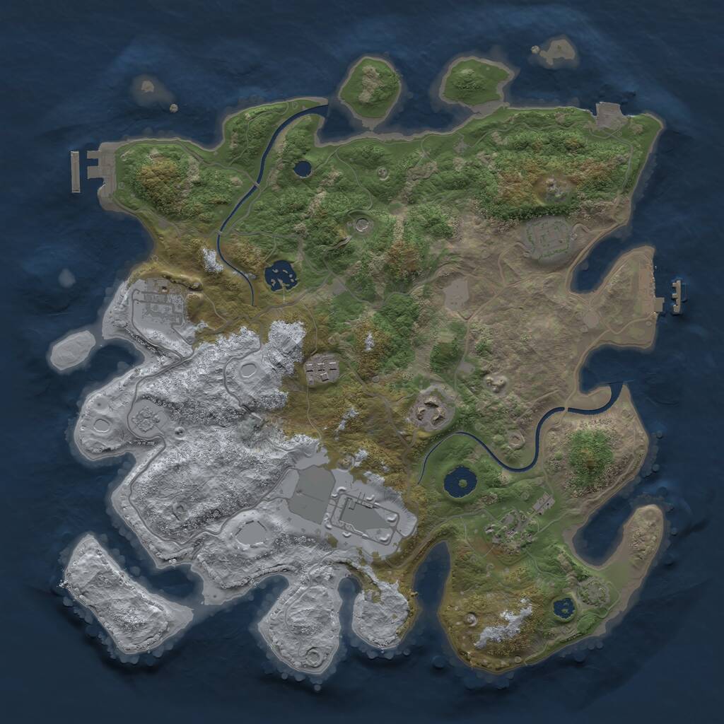 Rust Map: Procedural Map, Size: 3500, Seed: 319516171, 13 Monuments