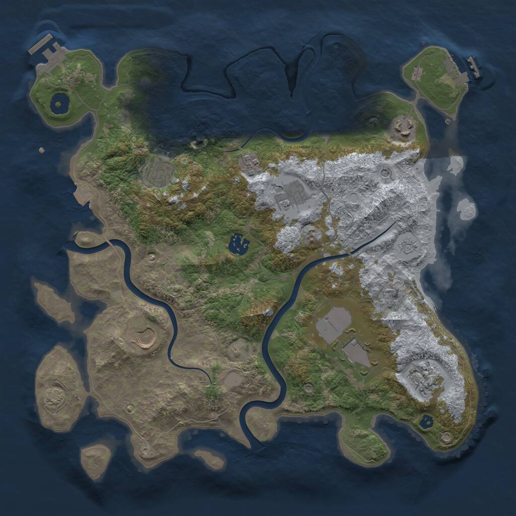 Rust Map: Procedural Map, Size: 3700, Seed: 992253265, 14 Monuments