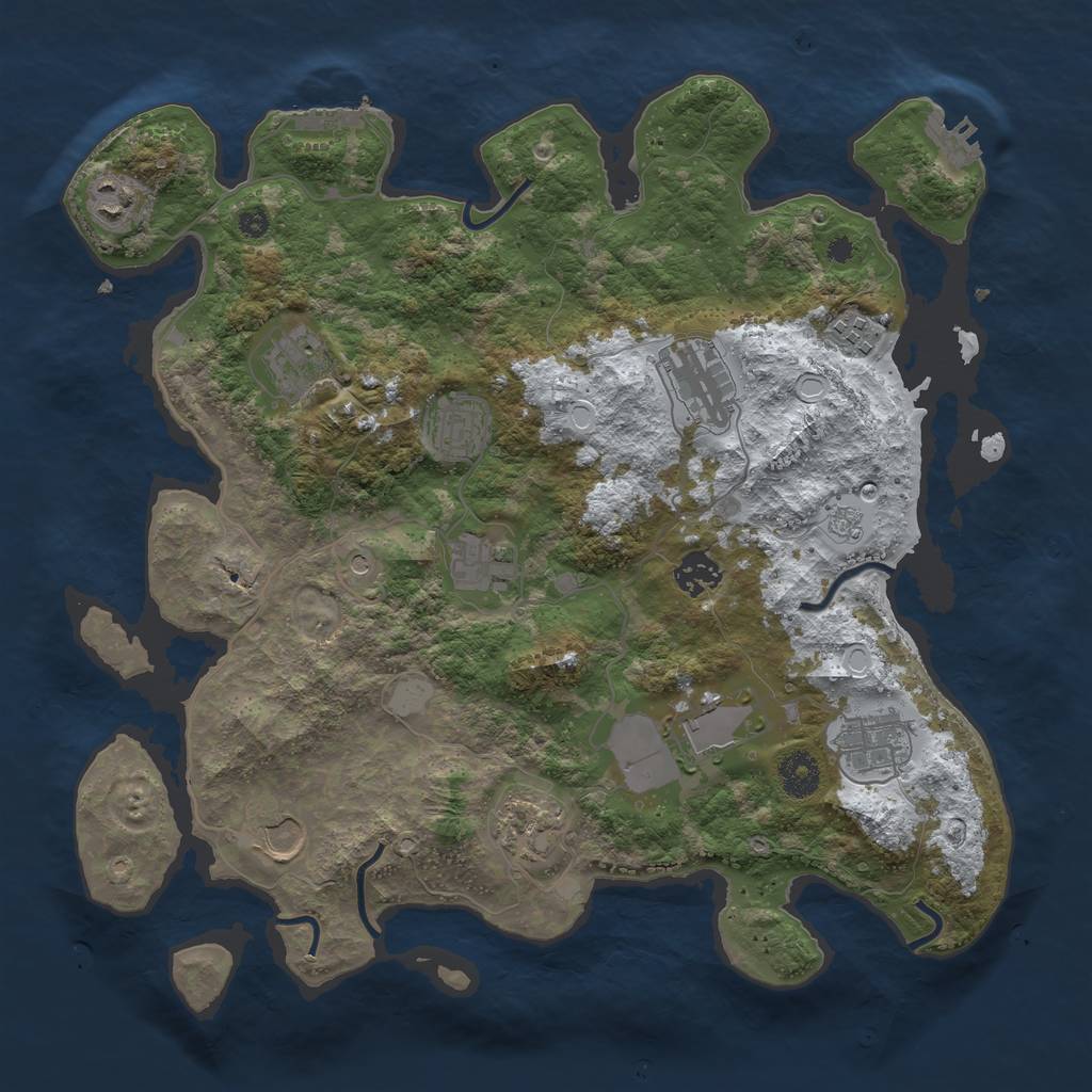 Rust Map: Procedural Map, Size: 3700, Seed: 992253265, 20 Monuments