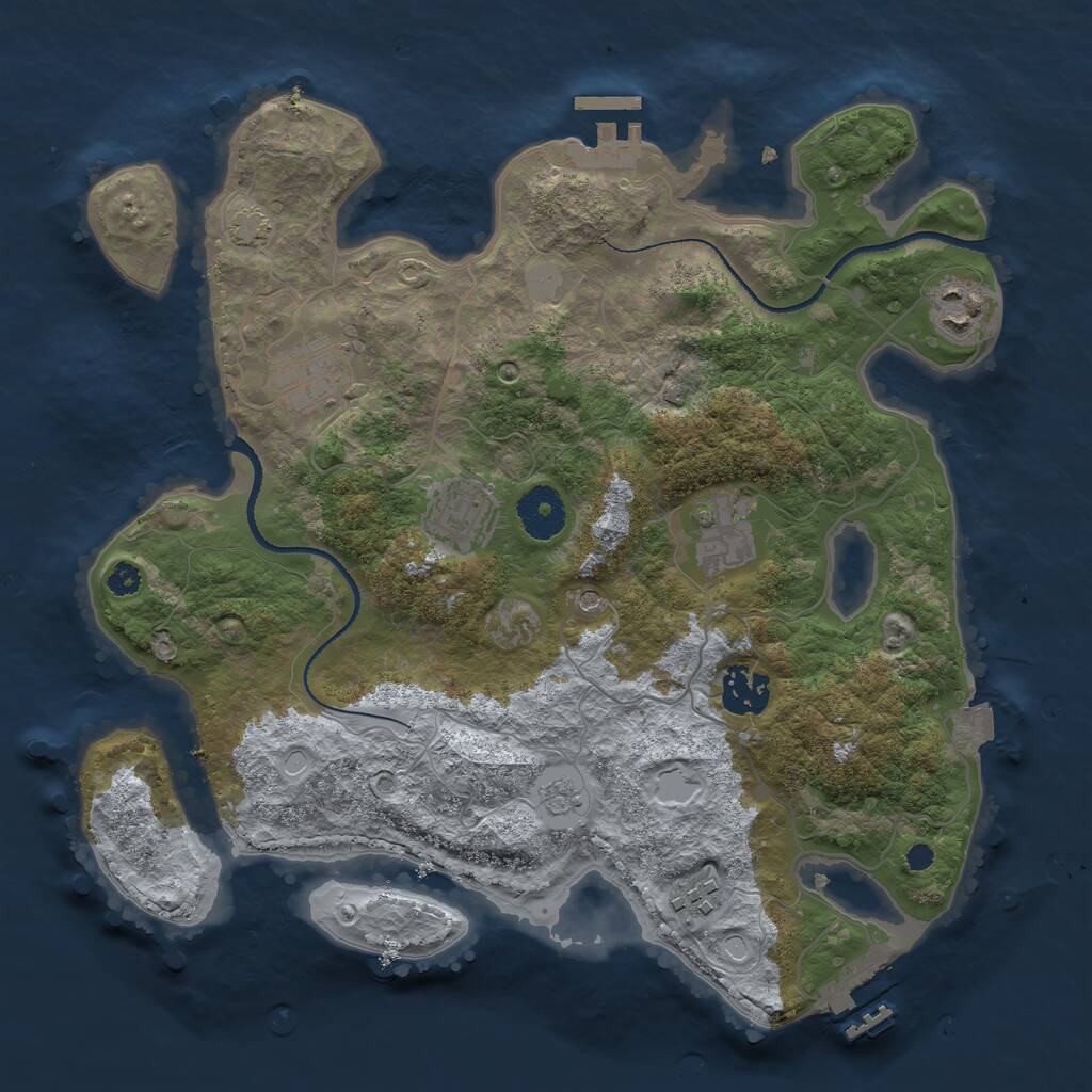 Rust Map: Procedural Map, Size: 3300, Seed: 3700, 12 Monuments