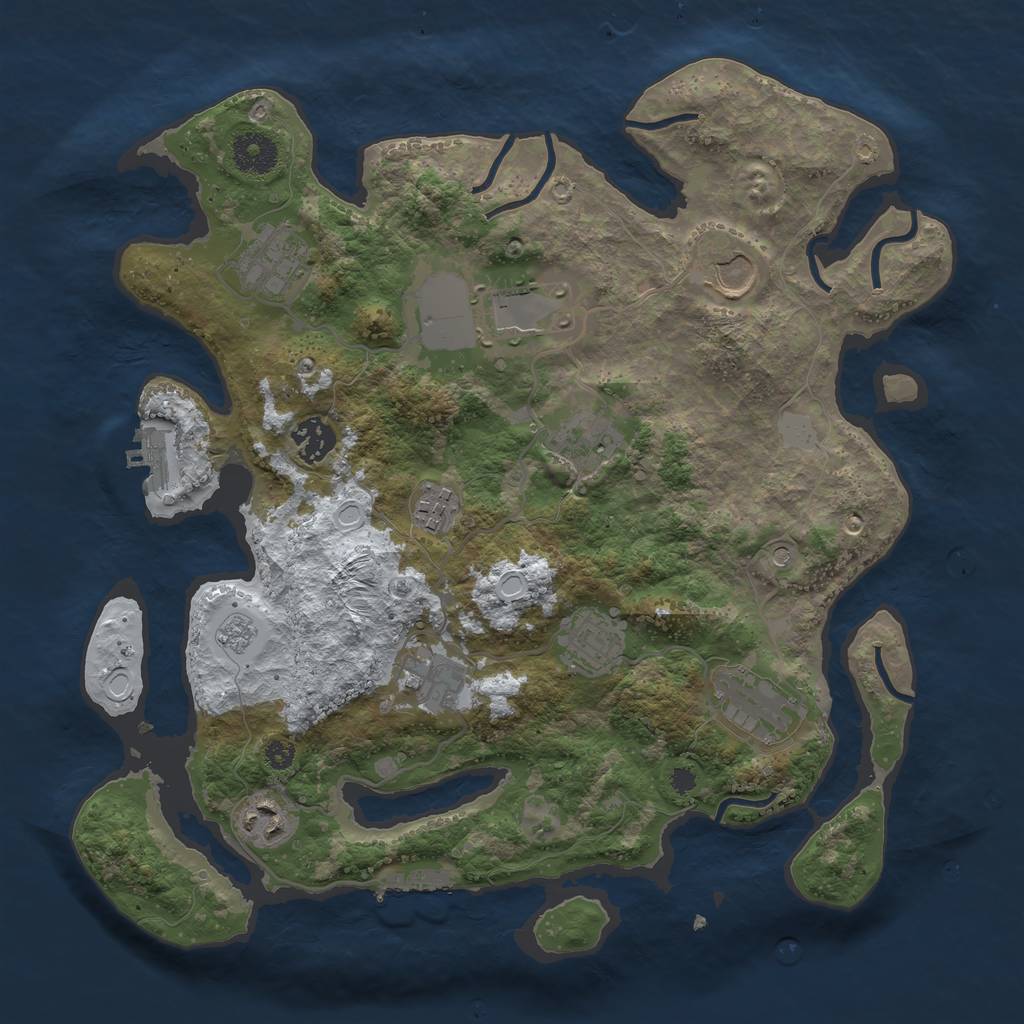 Rust Map: Procedural Map, Size: 3500, Seed: 25224, 19 Monuments
