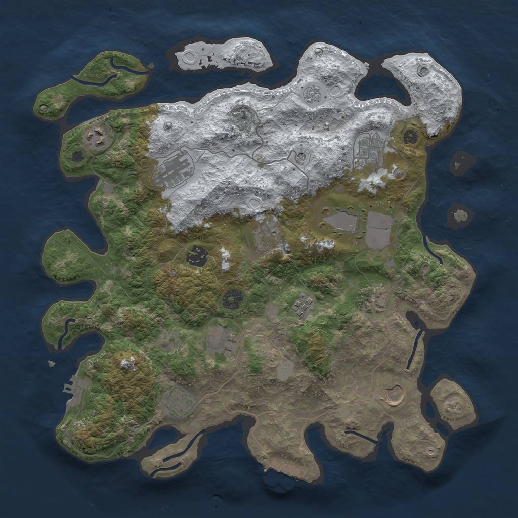 Rust Map: Procedural Map, Size: 3700, Seed: 528312478, 20 Monuments