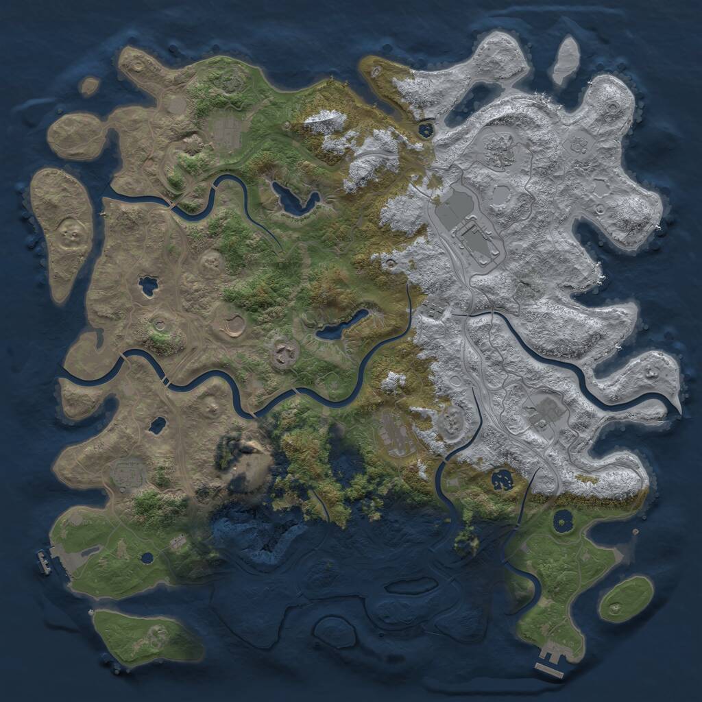 Rust Map: Procedural Map, Size: 4800, Seed: 1957149714, 17 Monuments
