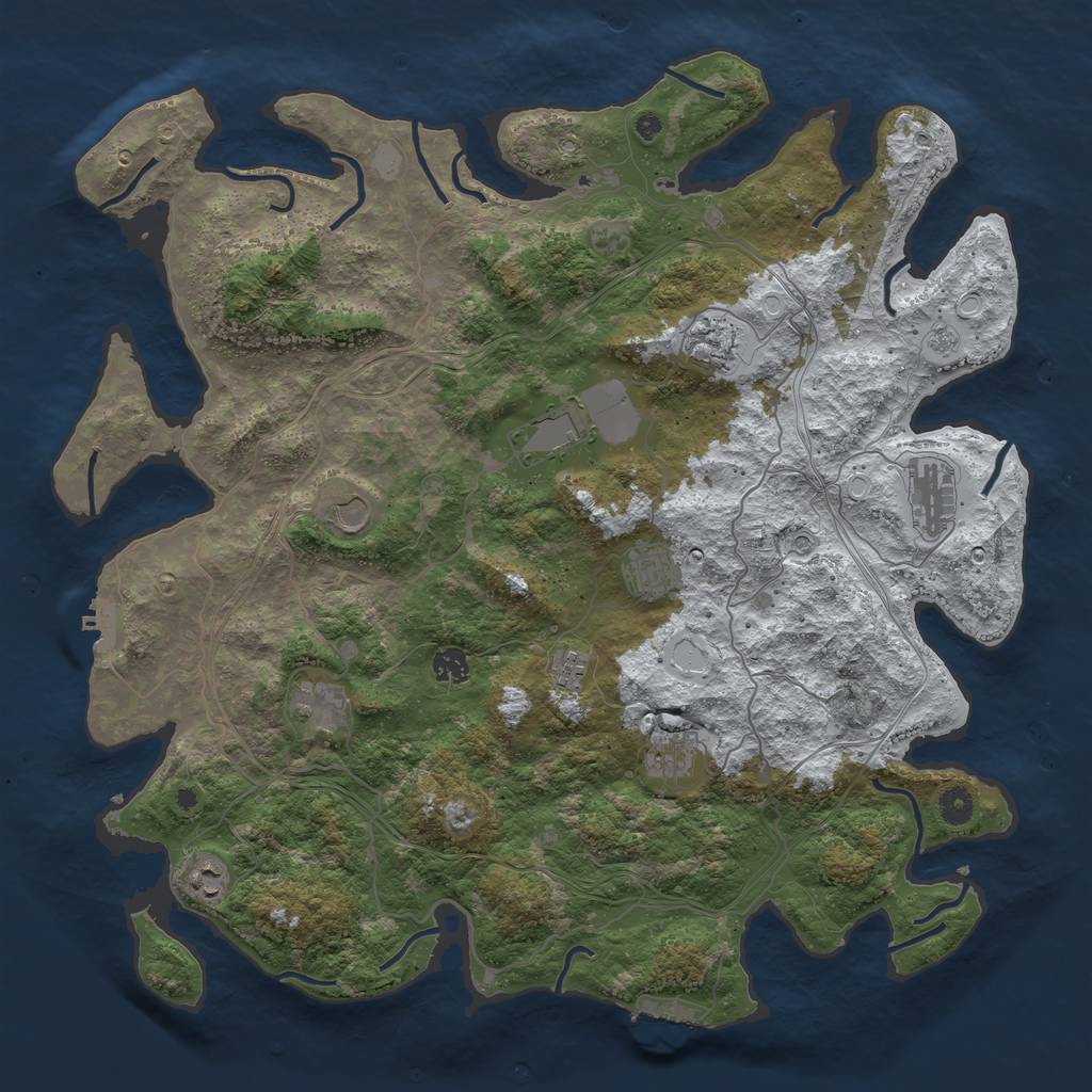 Rust Map: Procedural Map, Size: 4500, Seed: 353125817, 19 Monuments