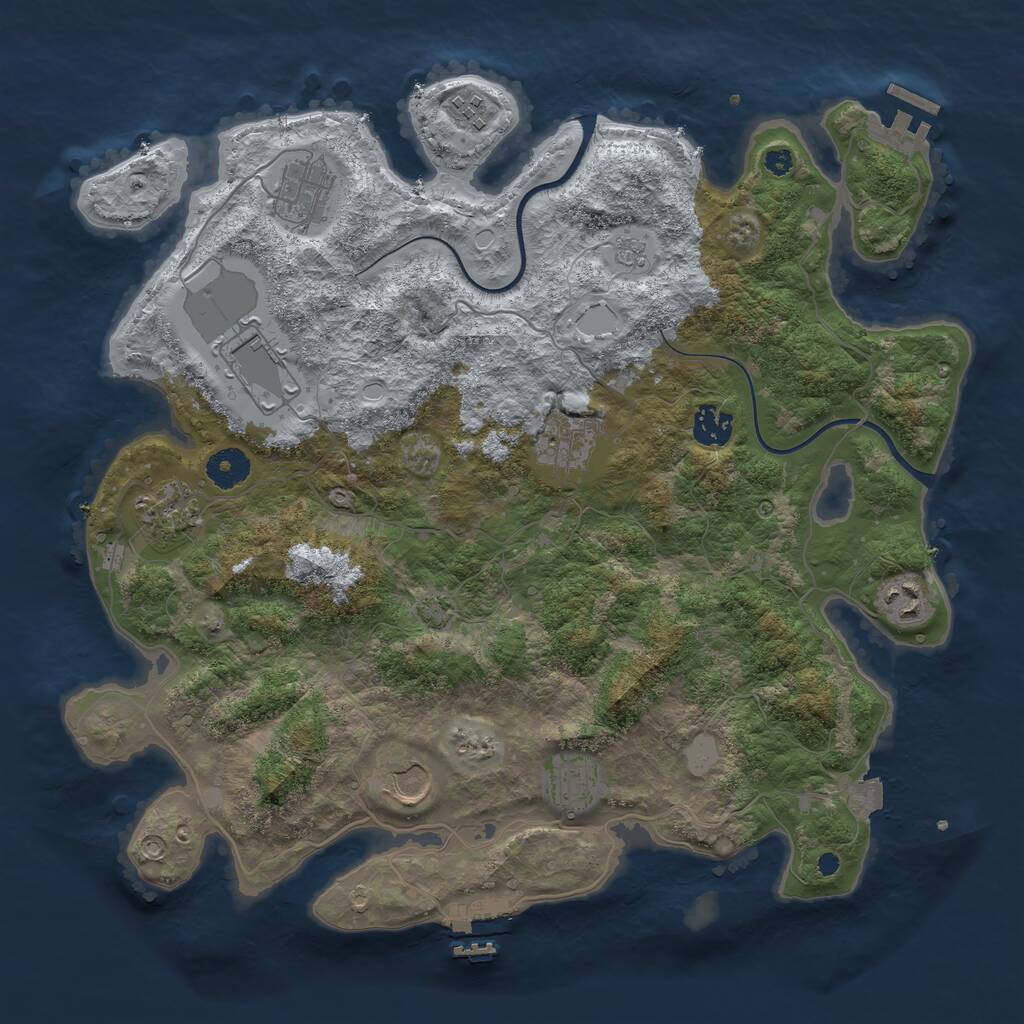 Rust Map: Procedural Map, Size: 3750, Seed: 35396372, 14 Monuments