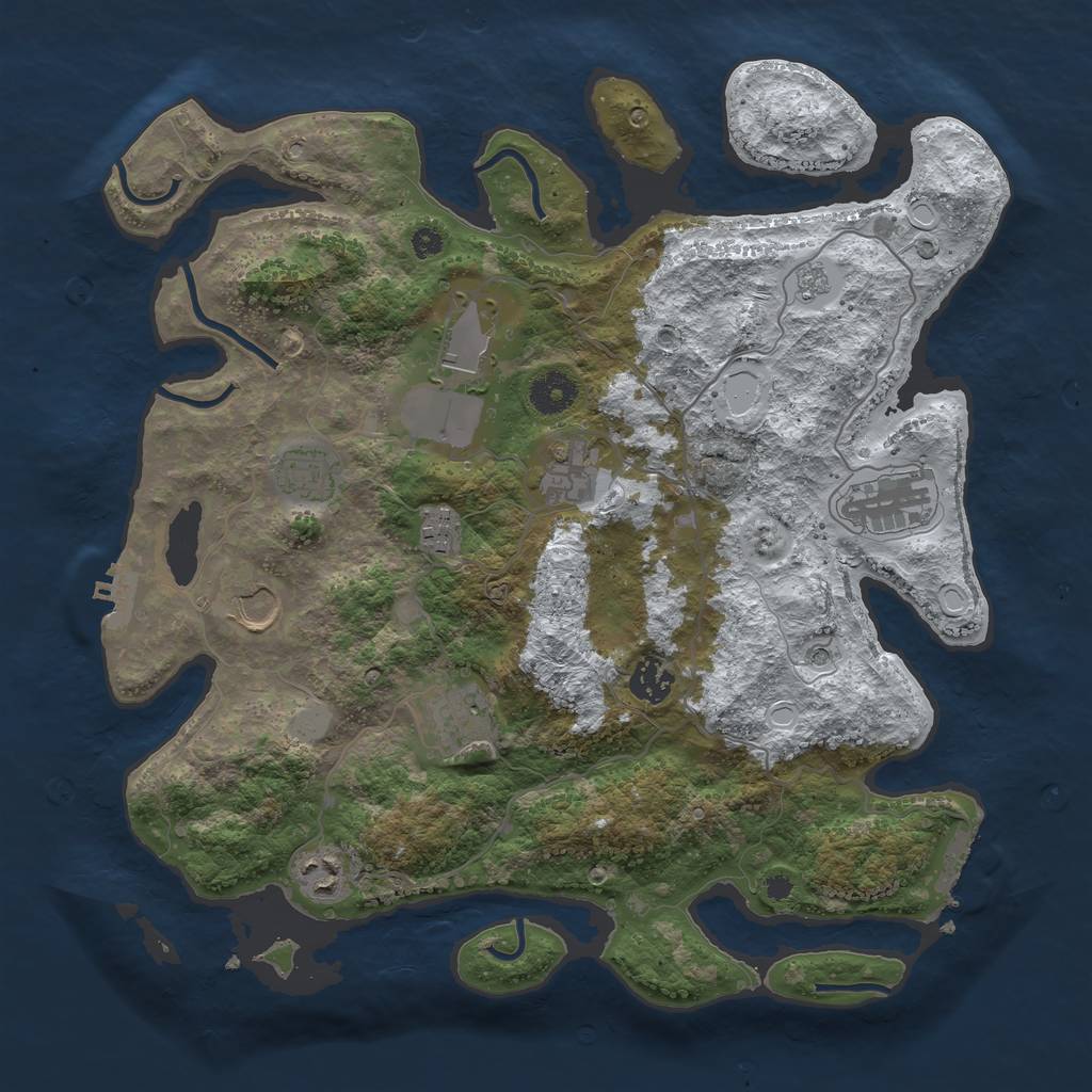 Rust Map: Procedural Map, Size: 3700, Seed: 965468037, 18 Monuments