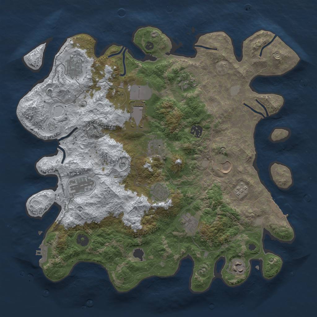 Rust Map: Procedural Map, Size: 3850, Seed: 193278897, 20 Monuments