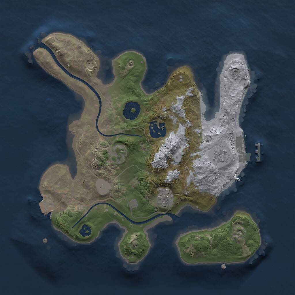 Rust Map: Procedural Map, Size: 2500, Seed: 3784, 5 Monuments