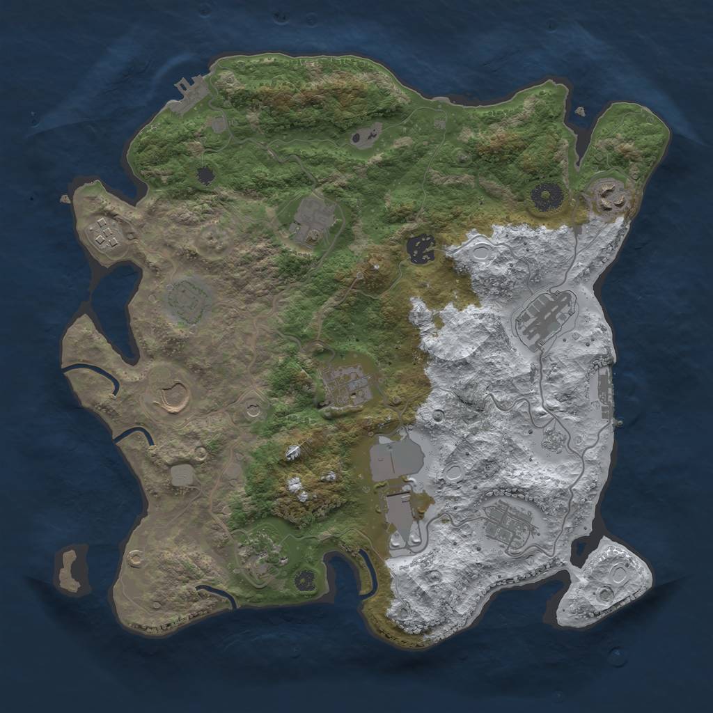 Rust Map: Procedural Map, Size: 3500, Seed: 150370482, 20 Monuments