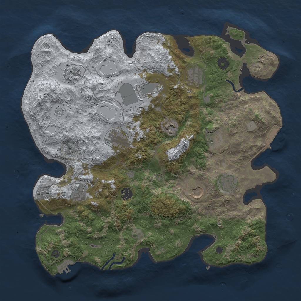 Rust Map: Procedural Map, Size: 3750, Seed: 154351471, 19 Monuments