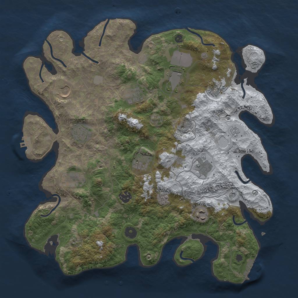 Rust Map: Procedural Map, Size: 3750, Seed: 1543332085, 20 Monuments