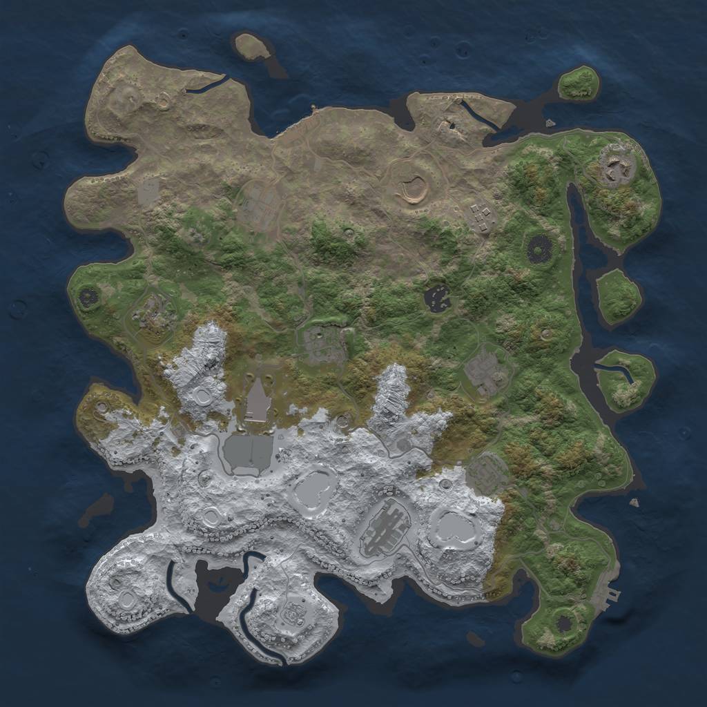 Rust Map: Procedural Map, Size: 3850, Seed: 569157690, 20 Monuments