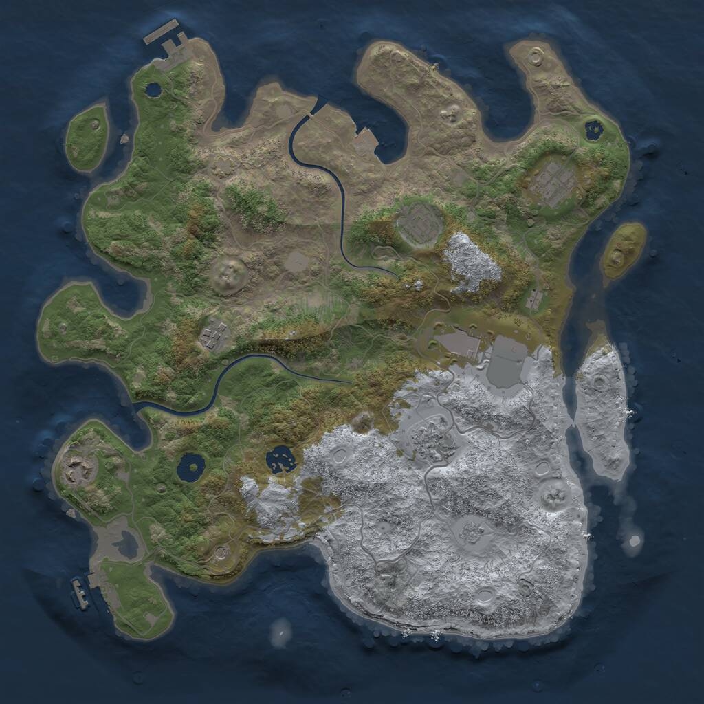 Rust Map: Procedural Map, Size: 3700, Seed: 2078659681, 13 Monuments