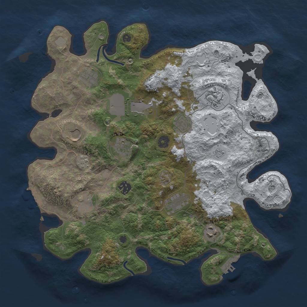 Rust Map: Procedural Map, Size: 3700, Seed: 492090267, 20 Monuments