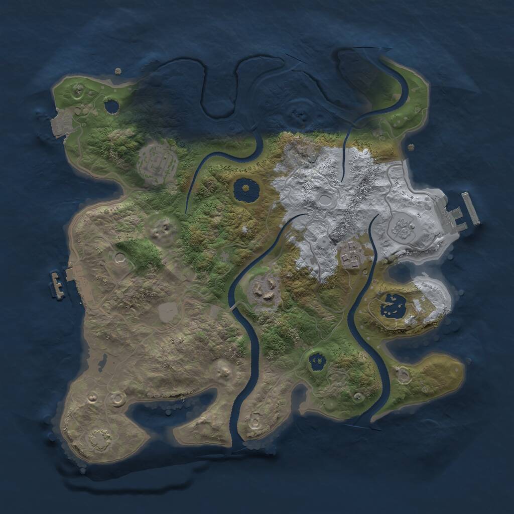 Rust Map: Procedural Map, Size: 3000, Seed: 1403193249, 10 Monuments