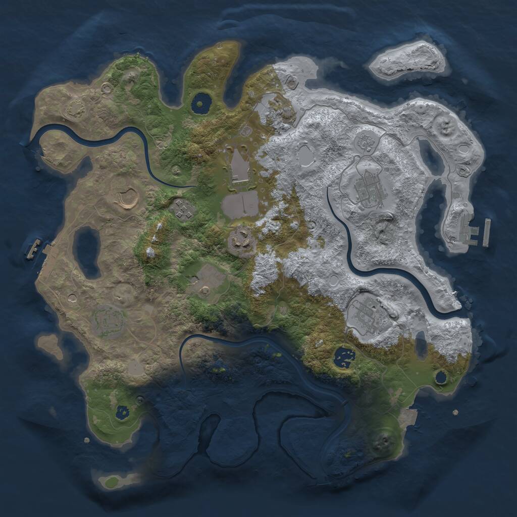 Rust Map: Procedural Map, Size: 3700, Seed: 546390877, 16 Monuments