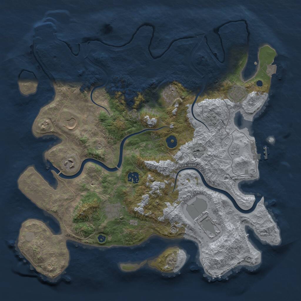 Rust Map: Procedural Map, Size: 3850, Seed: 536798326, 14 Monuments