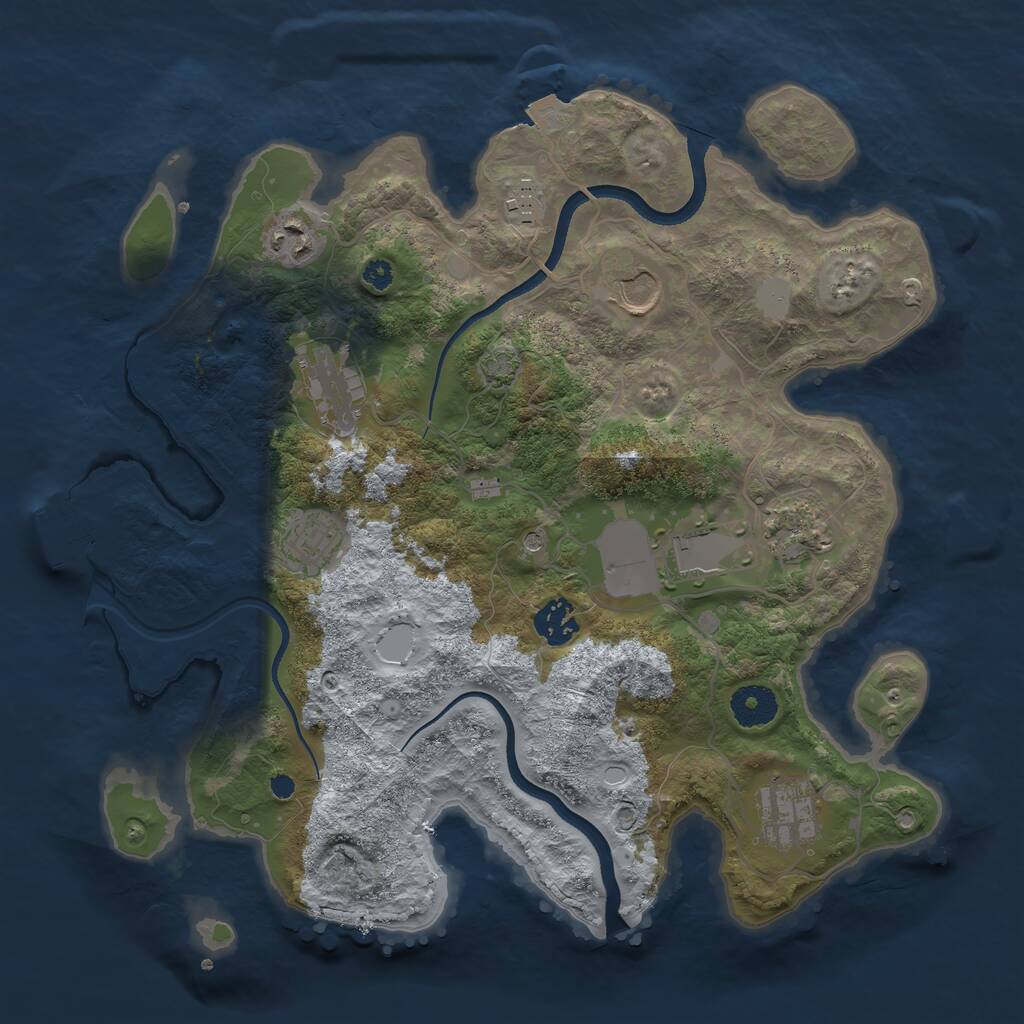 Rust Map: Procedural Map, Size: 3500, Seed: 612184335, 13 Monuments