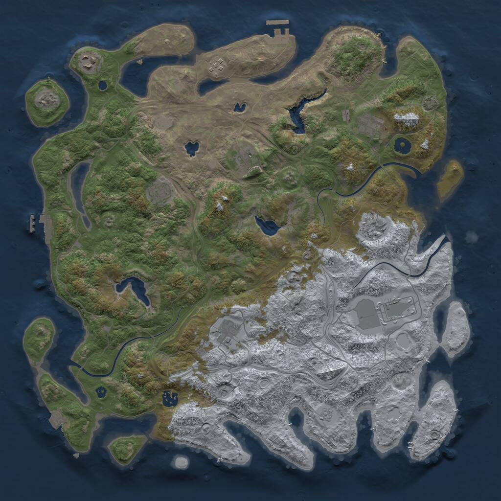 Rust Map: Procedural Map, Size: 4500, Seed: 103678009, 15 Monuments