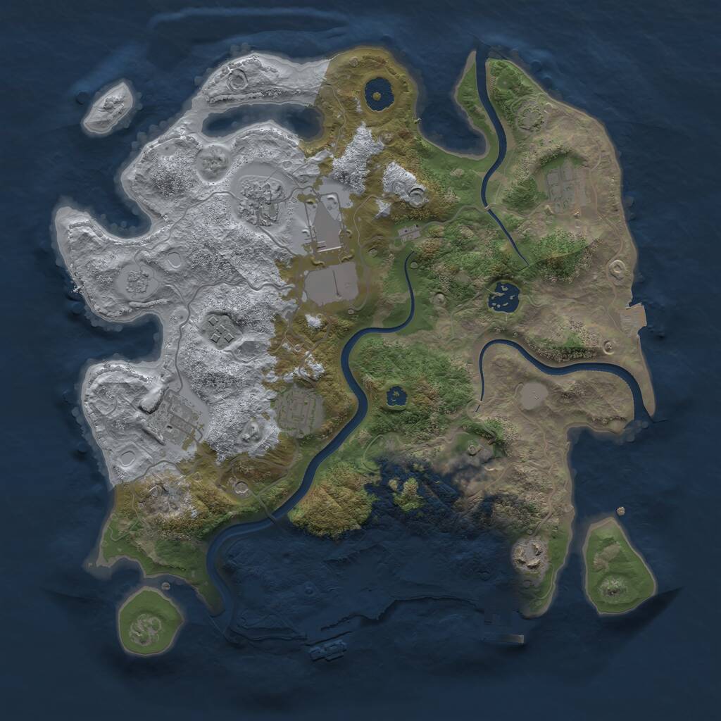 Rust Map: Procedural Map, Size: 3500, Seed: 843270142, 15 Monuments
