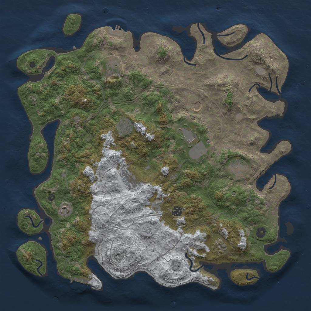 Rust Map: Procedural Map, Size: 4500, Seed: 40007795, 19 Monuments