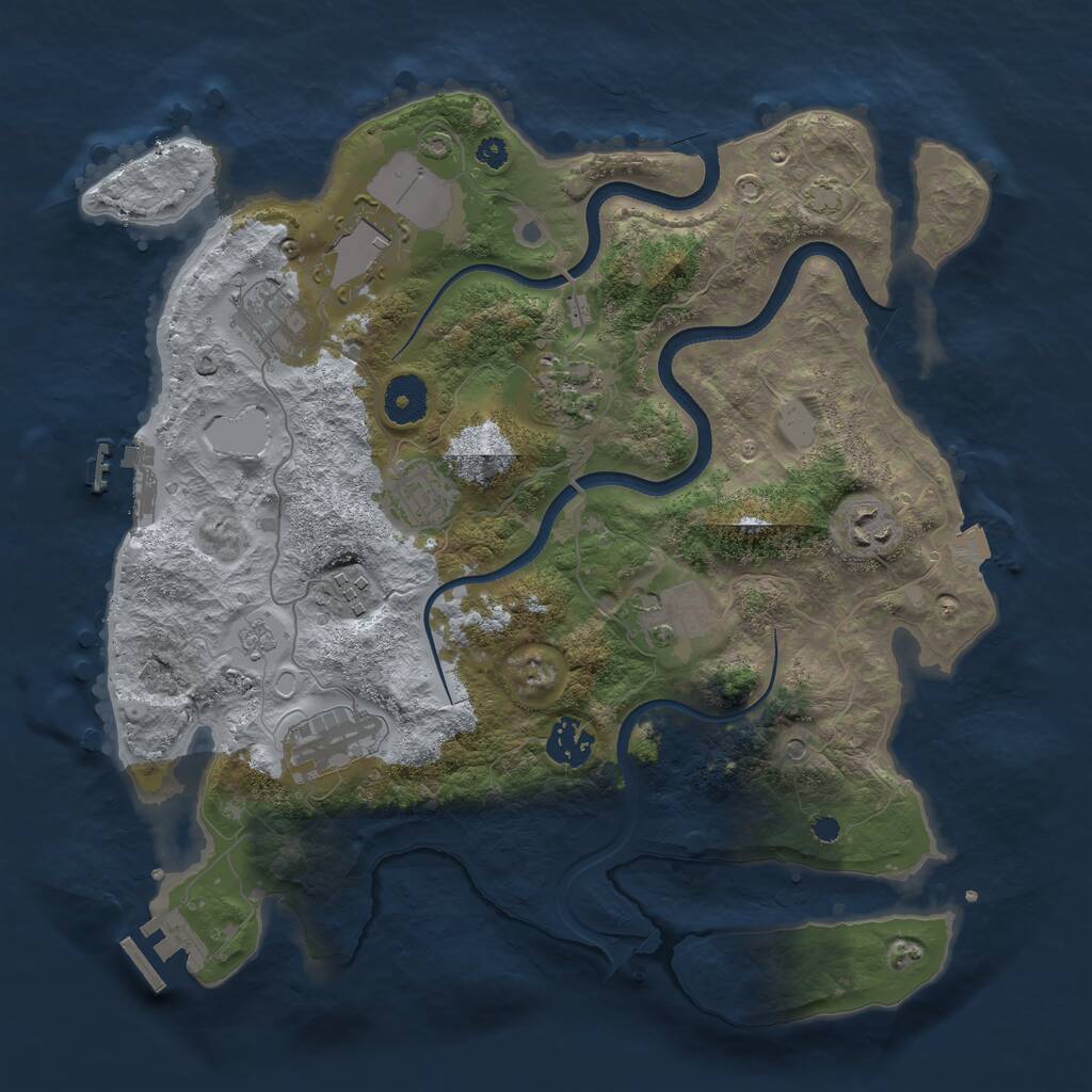 Rust Map: Procedural Map, Size: 3500, Seed: 1623176, 15 Monuments