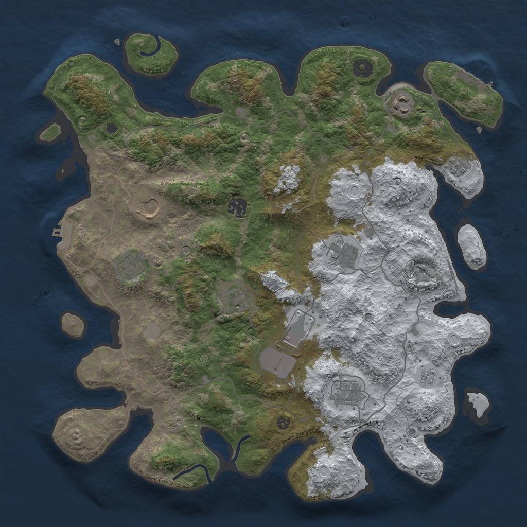 Rust Map: Procedural Map, Size: 4000, Seed: 452598049, 18 Monuments
