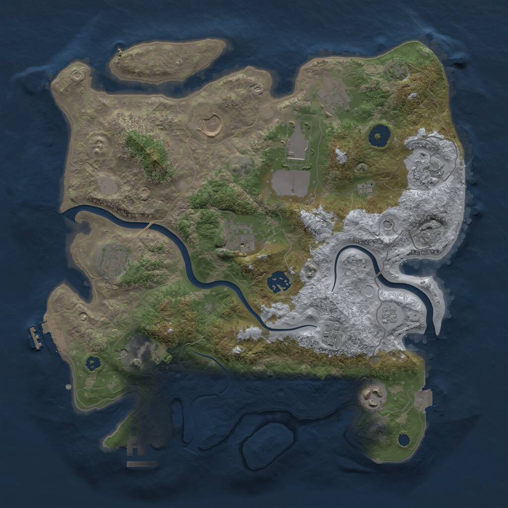 Rust Map: Procedural Map, Size: 3500, Seed: 634656539, 16 Monuments