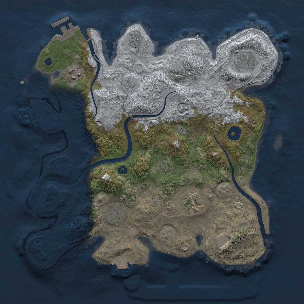 Rust Map: Procedural Map, Size: 3250, Seed: 3238669, 10 Monuments