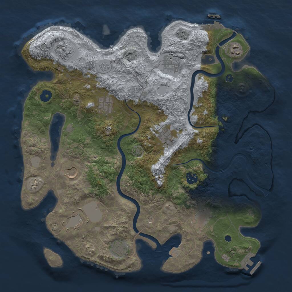 Rust Map: Procedural Map, Size: 3750, Seed: 1494437570, 17 Monuments