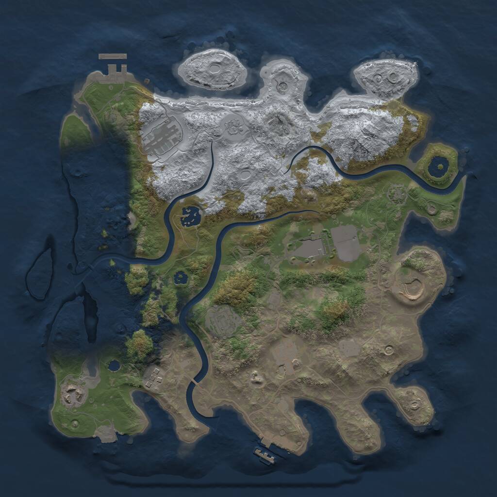 Rust Map: Procedural Map, Size: 3555, Seed: 3555, 14 Monuments