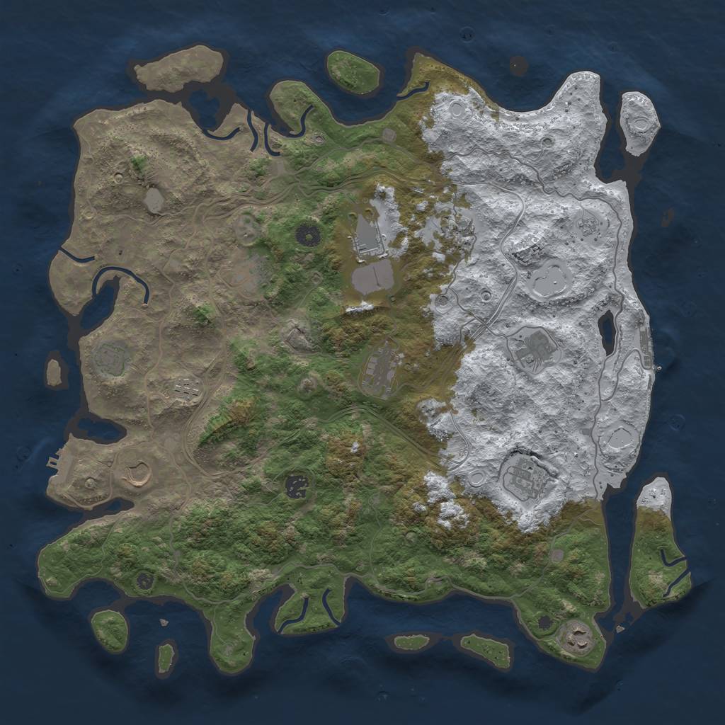 Rust Map: Procedural Map, Size: 4500, Seed: 847645353, 20 Monuments