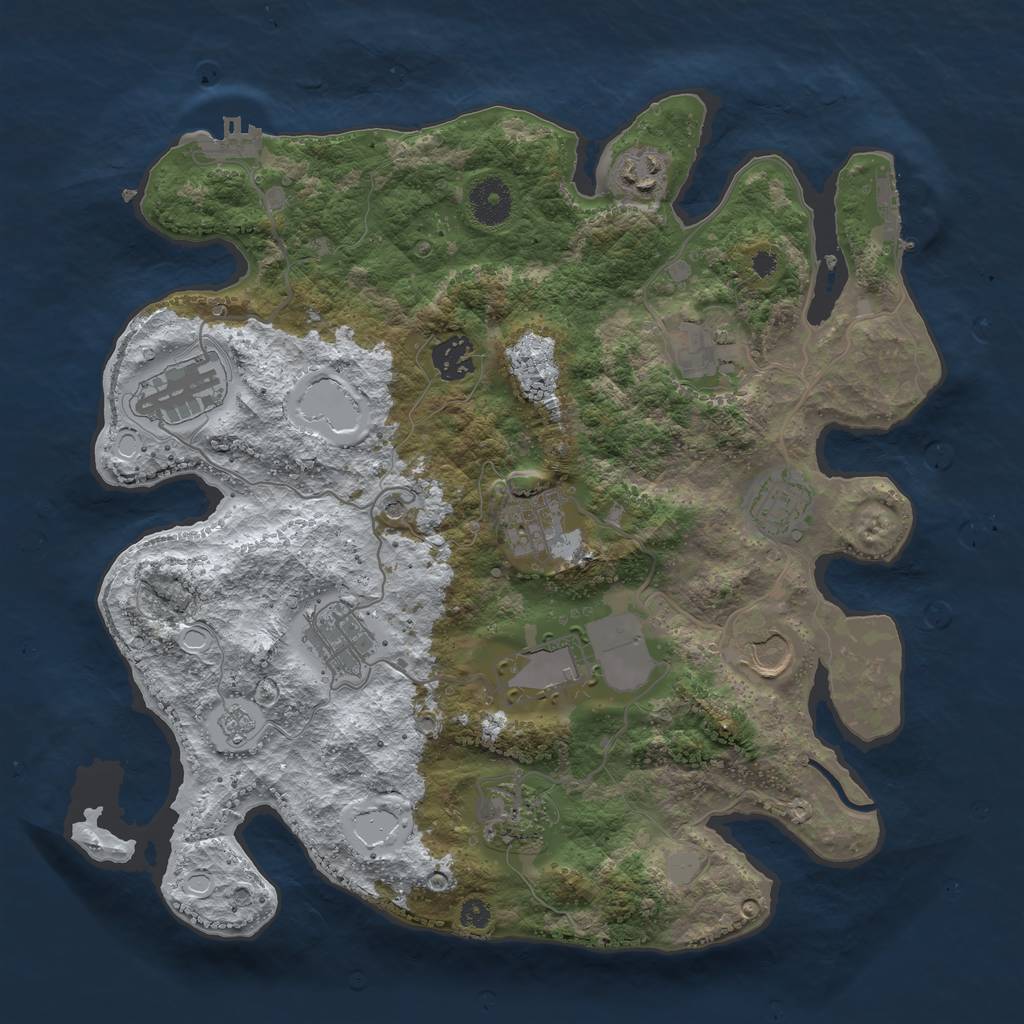 Rust Map: Procedural Map, Size: 3500, Seed: 518784883, 19 Monuments