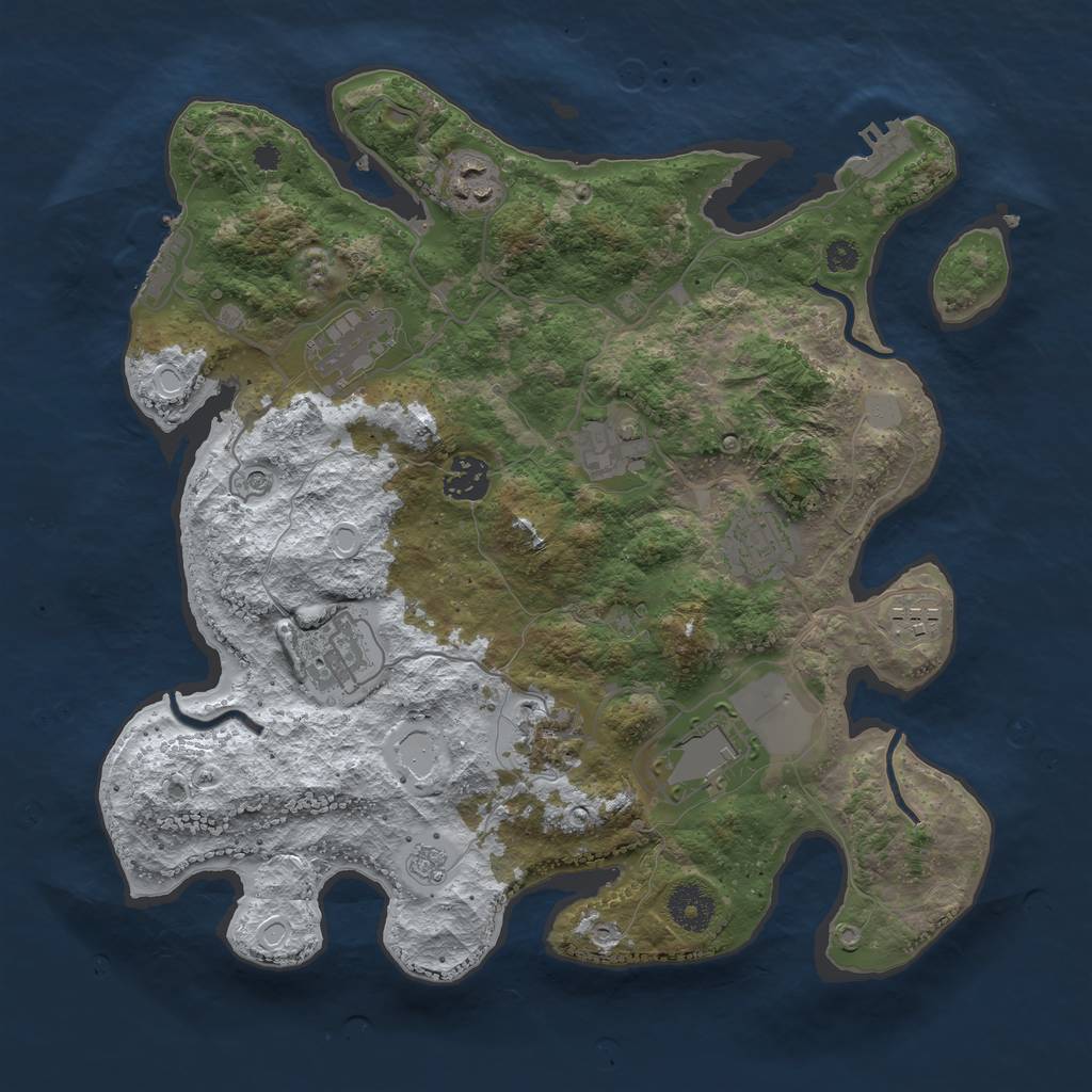 Rust Map: Procedural Map, Size: 3500, Seed: 54687, 18 Monuments