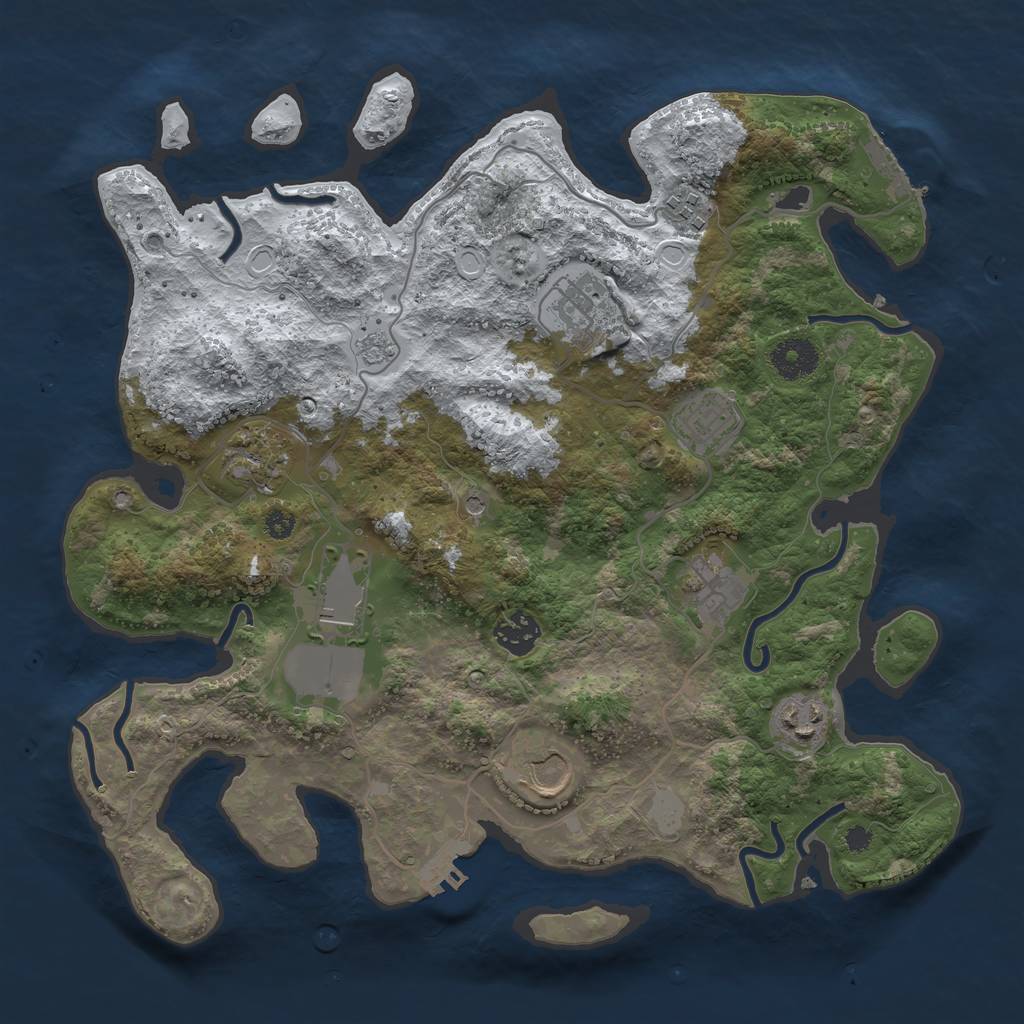 Rust Map: Procedural Map, Size: 3500, Seed: 18183, 18 Monuments