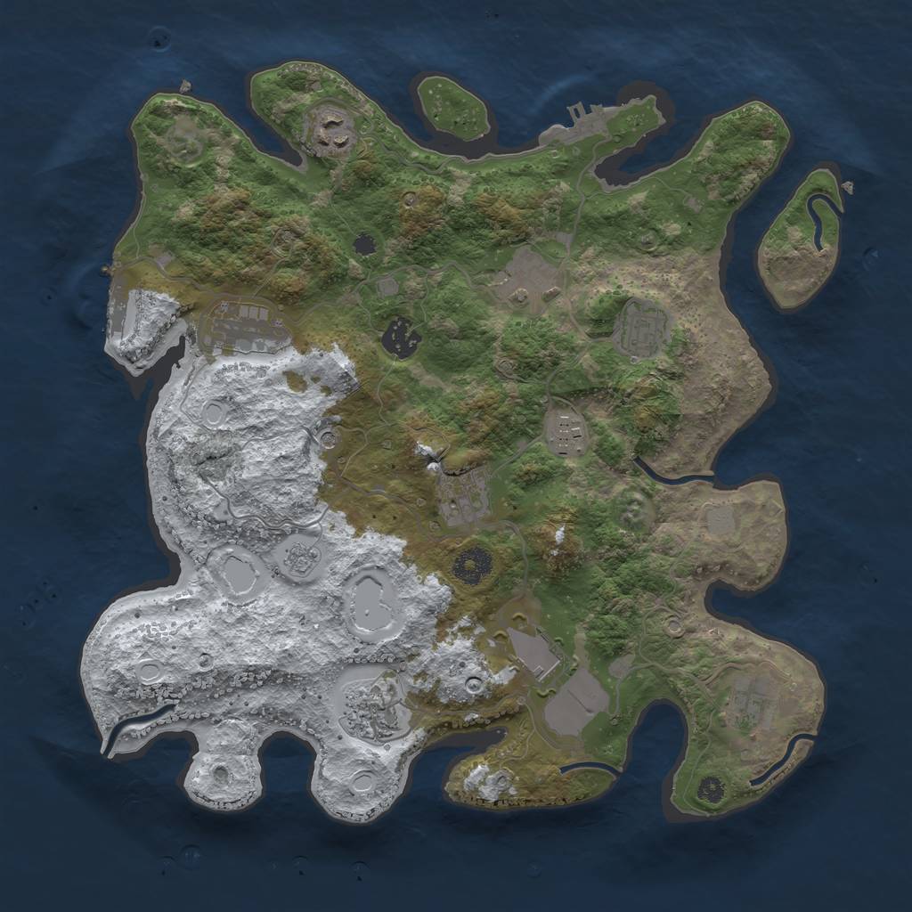 Rust Map: Procedural Map, Size: 3600, Seed: 54687, 19 Monuments