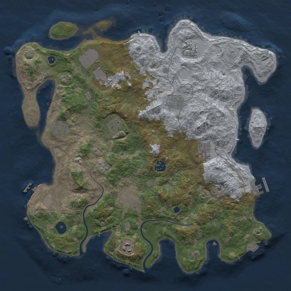 Rust Map: Procedural Map, Size: 3900, Seed: 46673, 16 Monuments