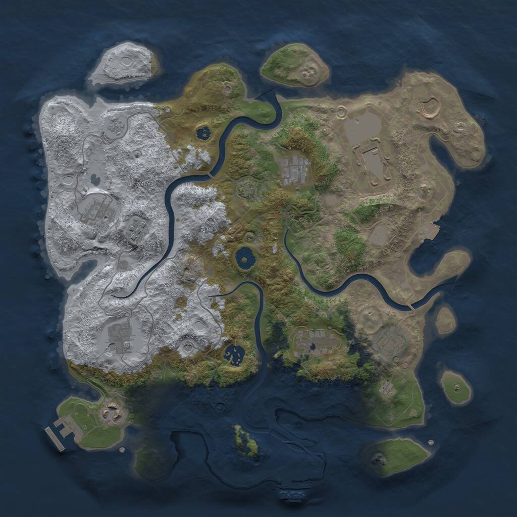 Rust Map: Procedural Map, Size: 3750, Seed: 1887689714, 16 Monuments