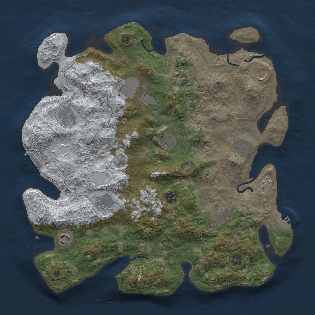 Rust Map: Procedural Map, Size: 4000, Seed: 627915628, 20 Monuments