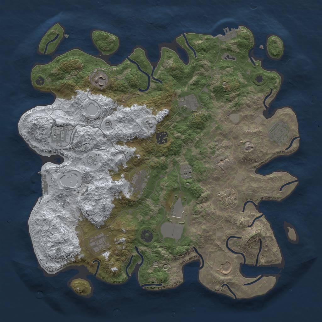 Rust Map: Procedural Map, Size: 3850, Seed: 1312381851, 20 Monuments