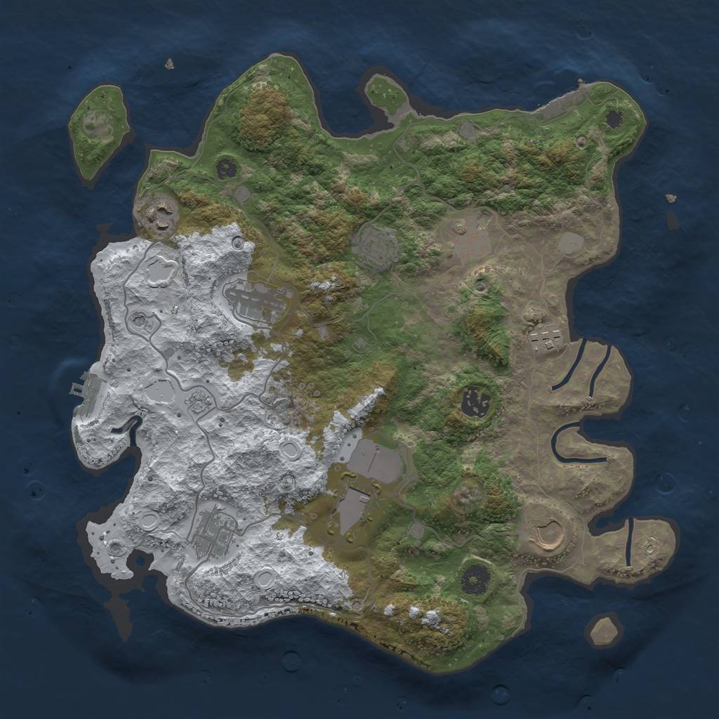 Rust Map: Procedural Map, Size: 3600, Seed: 6548122, 18 Monuments