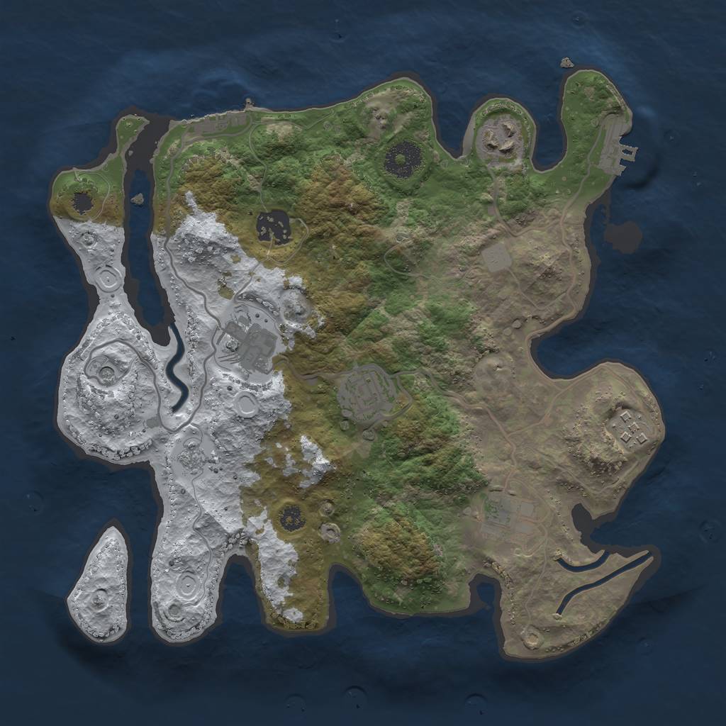 Rust Map: Procedural Map, Size: 3000, Seed: 4583163, 15 Monuments