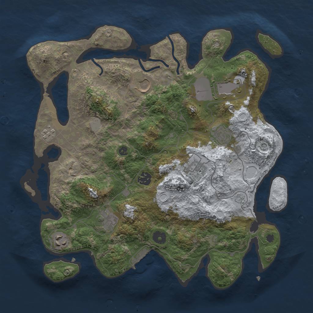 Rust Map: Procedural Map, Size: 3500, Seed: 995903682, 16 Monuments