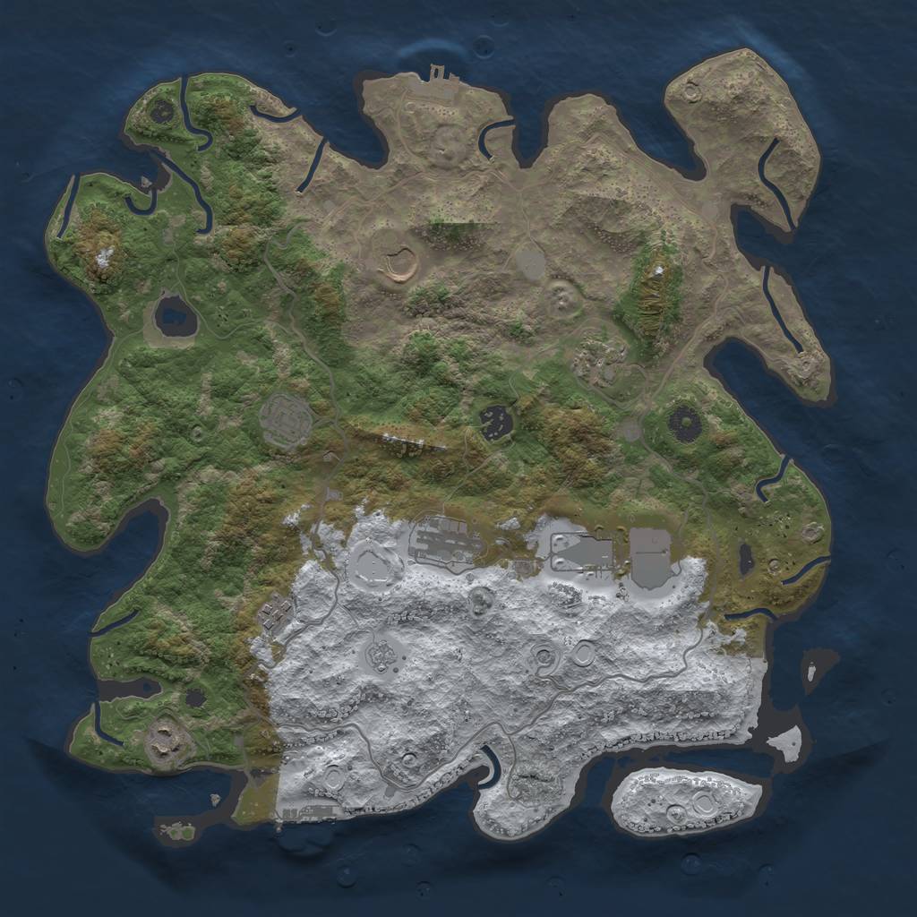 Rust Map: Procedural Map, Size: 4000, Seed: 1177988896, 17 Monuments