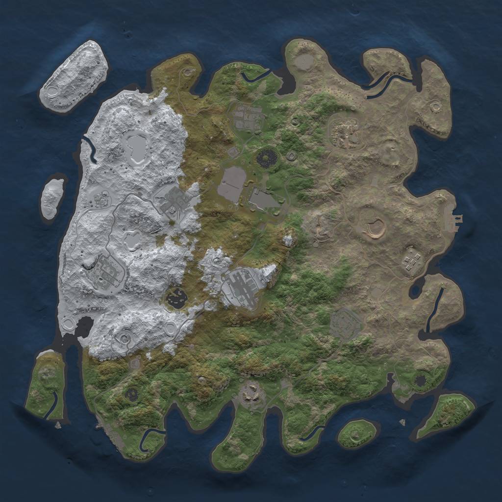 Rust Map: Procedural Map, Size: 3850, Seed: 104118824, 20 Monuments