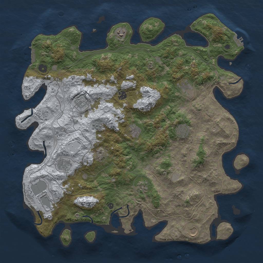 Rust Map: Procedural Map, Size: 4500, Seed: 1453108607, 20 Monuments