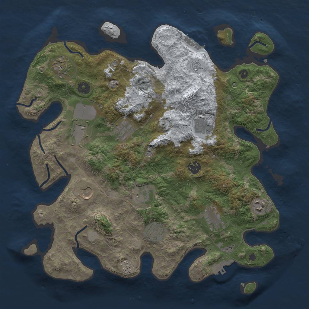 Rust Map: Procedural Map, Size: 3700, Seed: 457289863, 20 Monuments