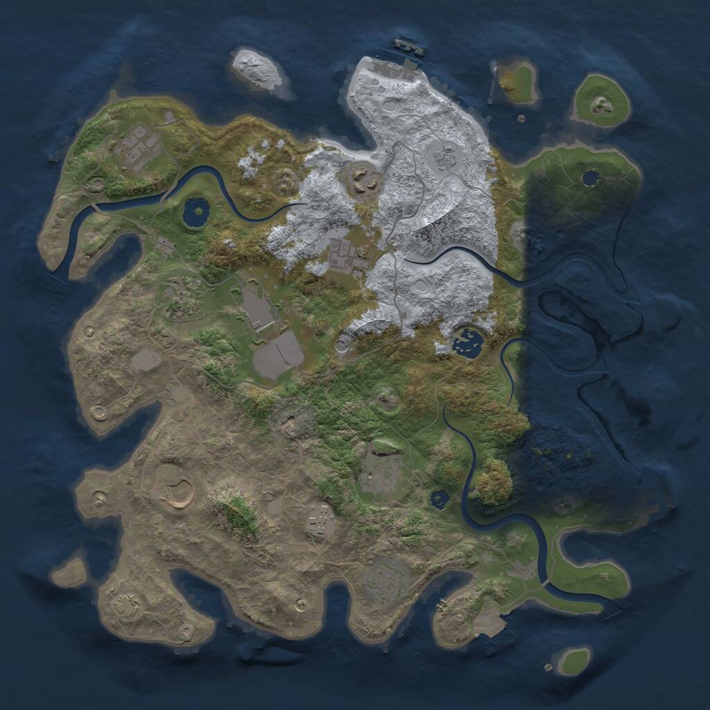 Rust Map: Procedural Map, Size: 3700, Seed: 457289863, 16 Monuments